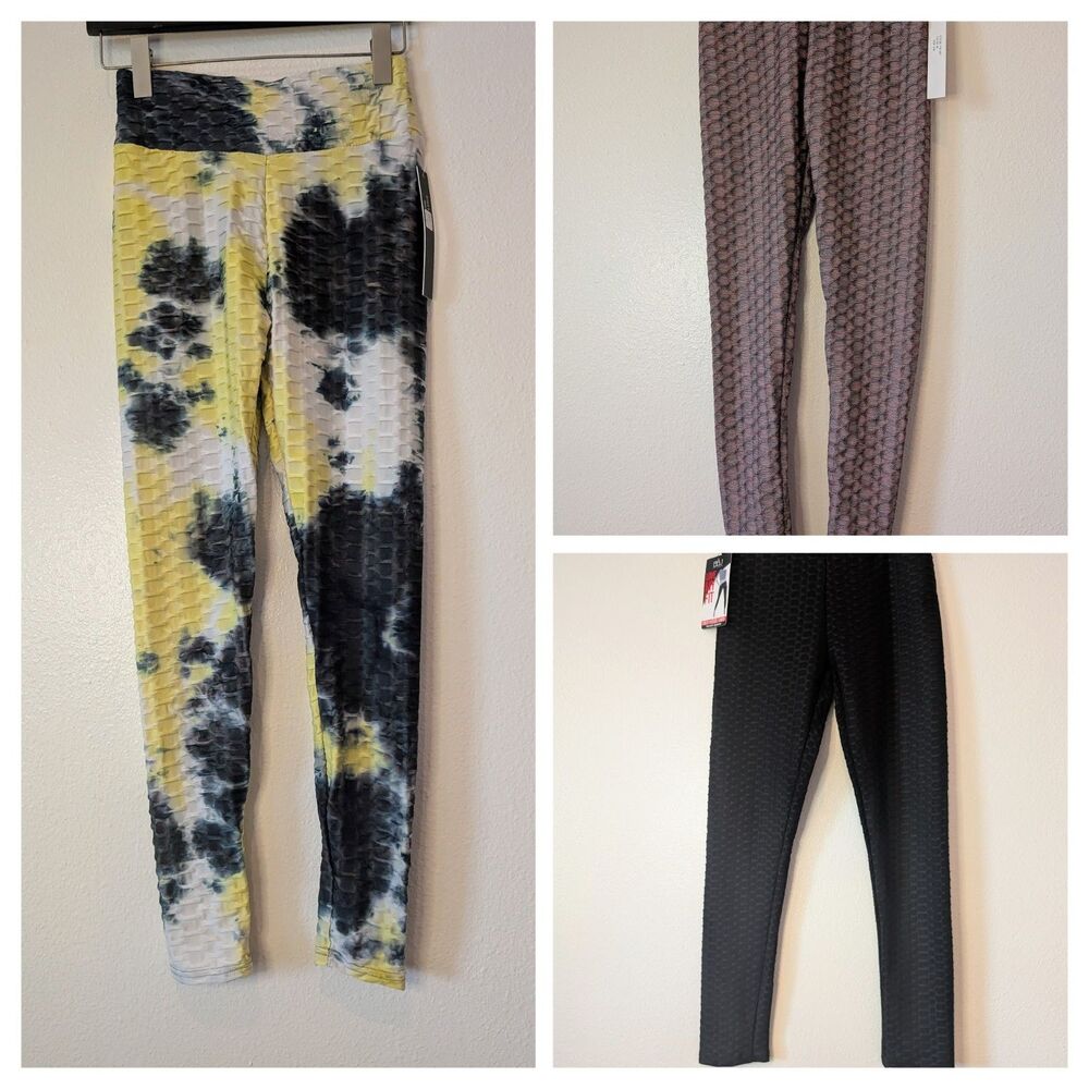 Lot of 3 Women’s Textured Leggings Size M Love My Fit BBJ New Mix NWT
